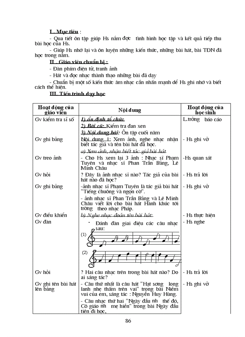 image for page Giáo án Âm nhạc 6 Mới