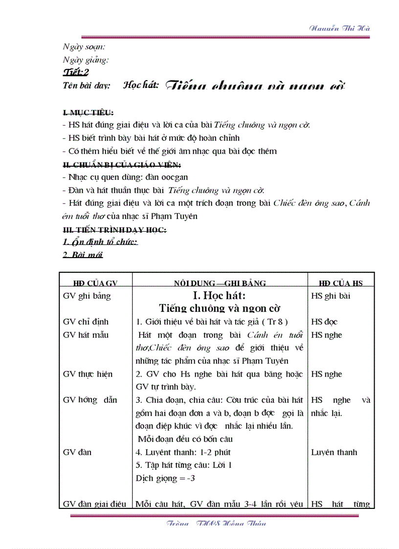 image for page Giáo án Âm nhạc 6 TK