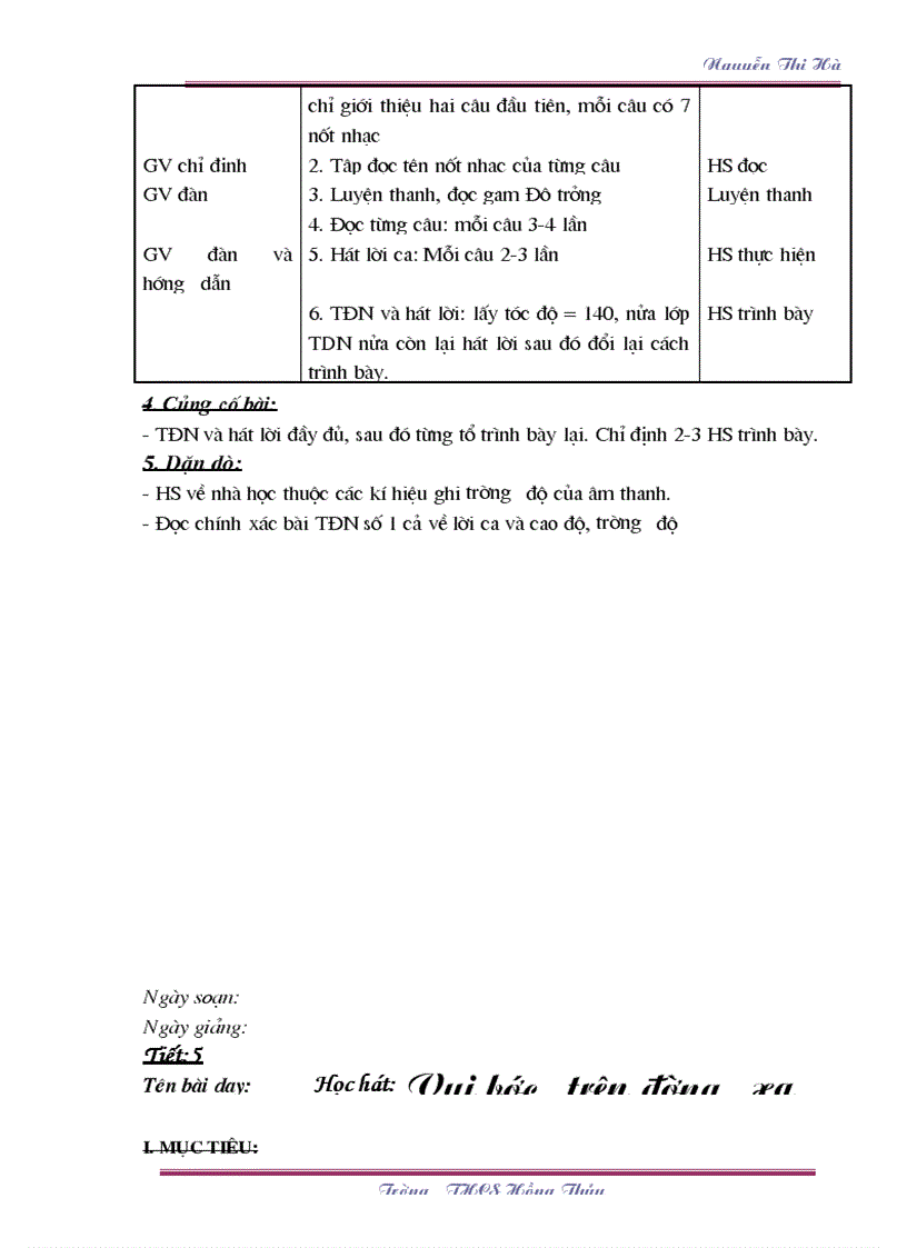 image for page Giáo án Âm nhạc 6 TK