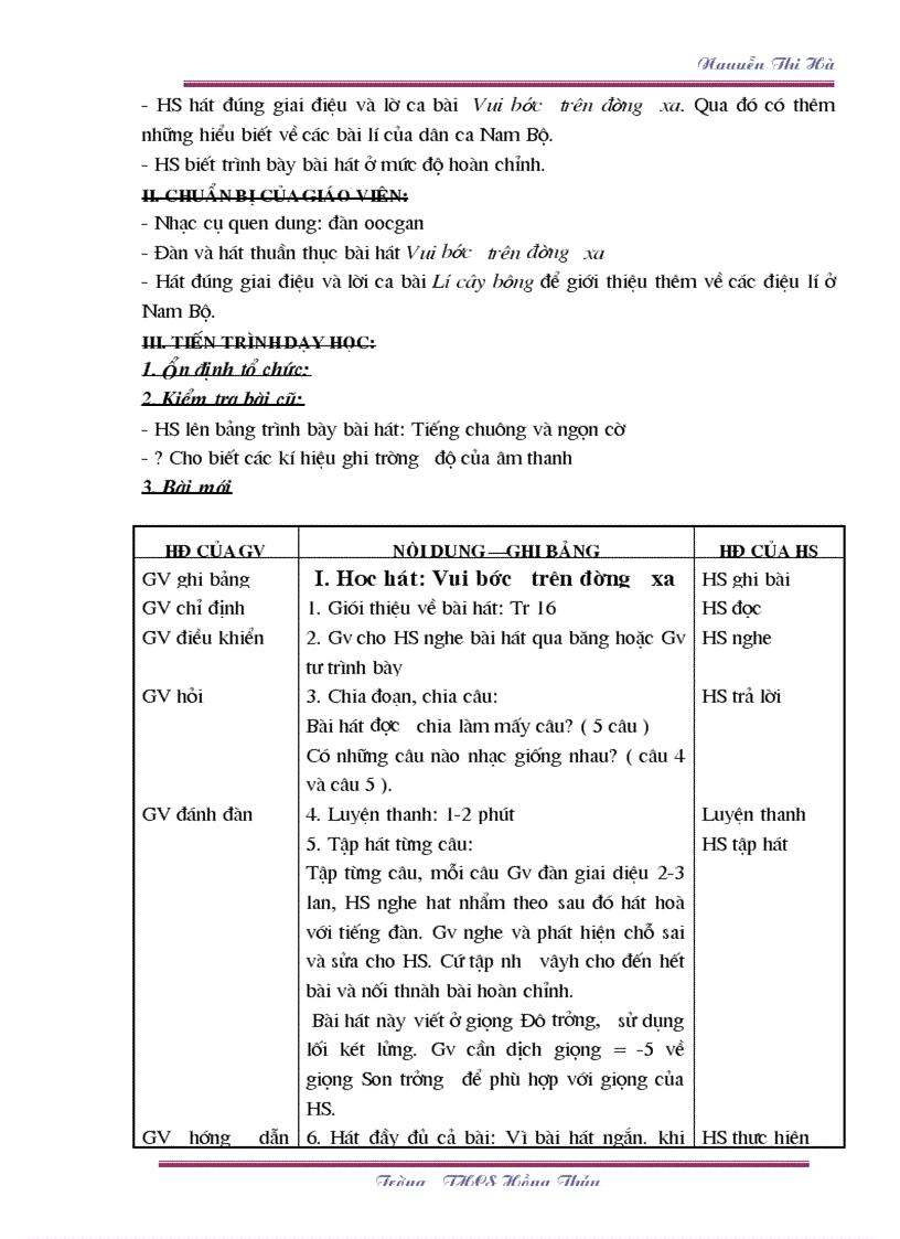 image for page Giáo án Âm nhạc 6 TK