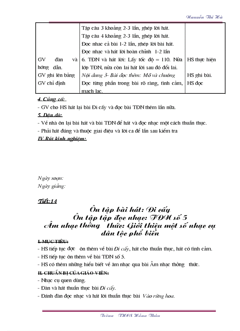 image for page Giáo án Âm nhạc 6 TK