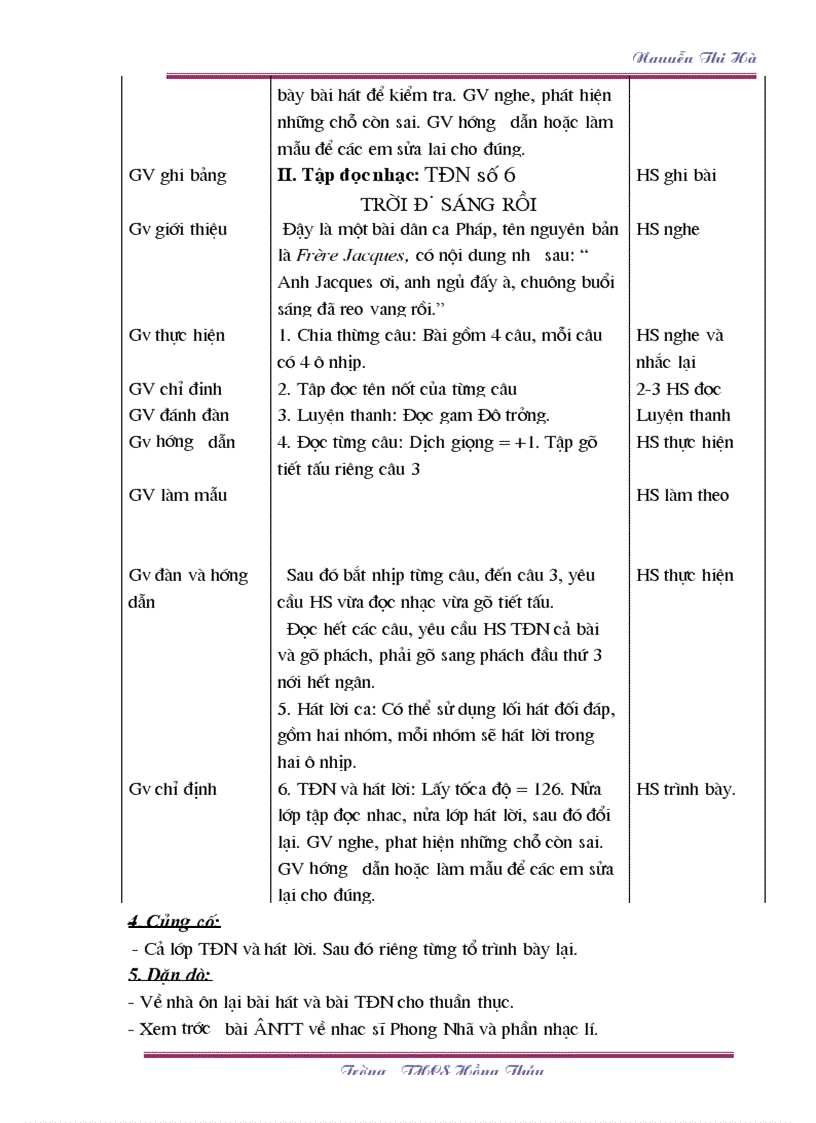 image for page Giáo án Âm nhạc 6 TK