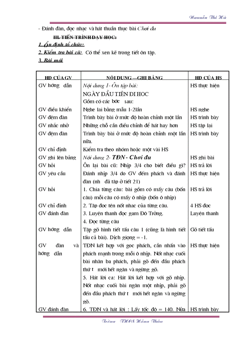 image for page Giáo án Âm nhạc 6 TK