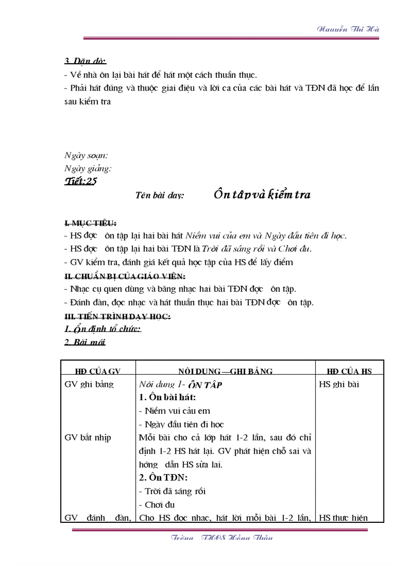 image for page Giáo án Âm nhạc 6 TK