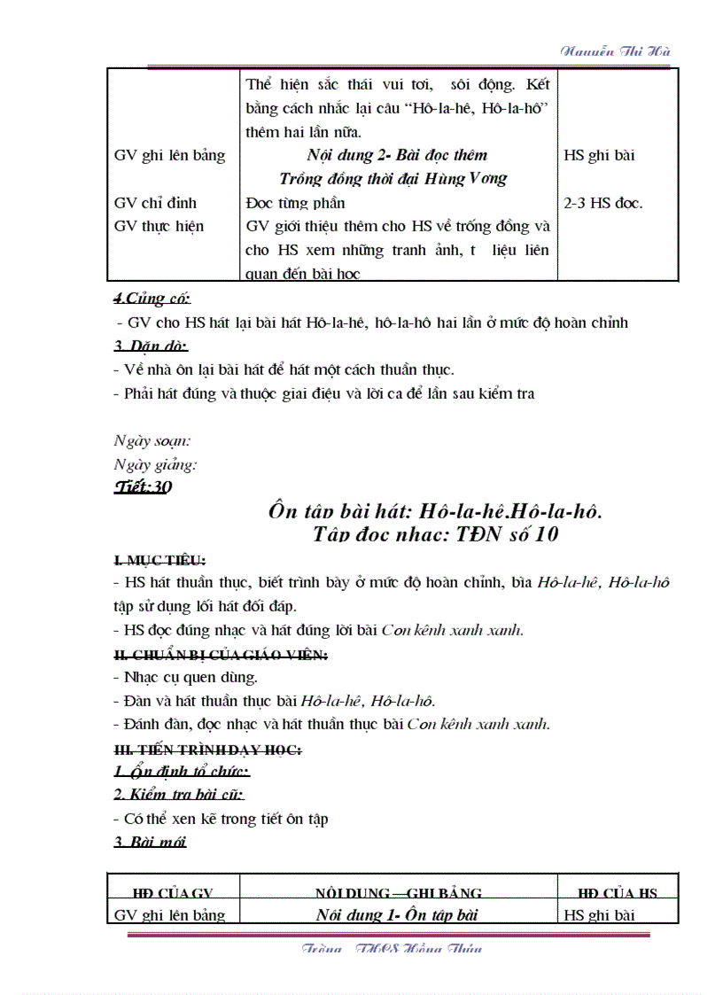 image for page Giáo án Âm nhạc 6 TK