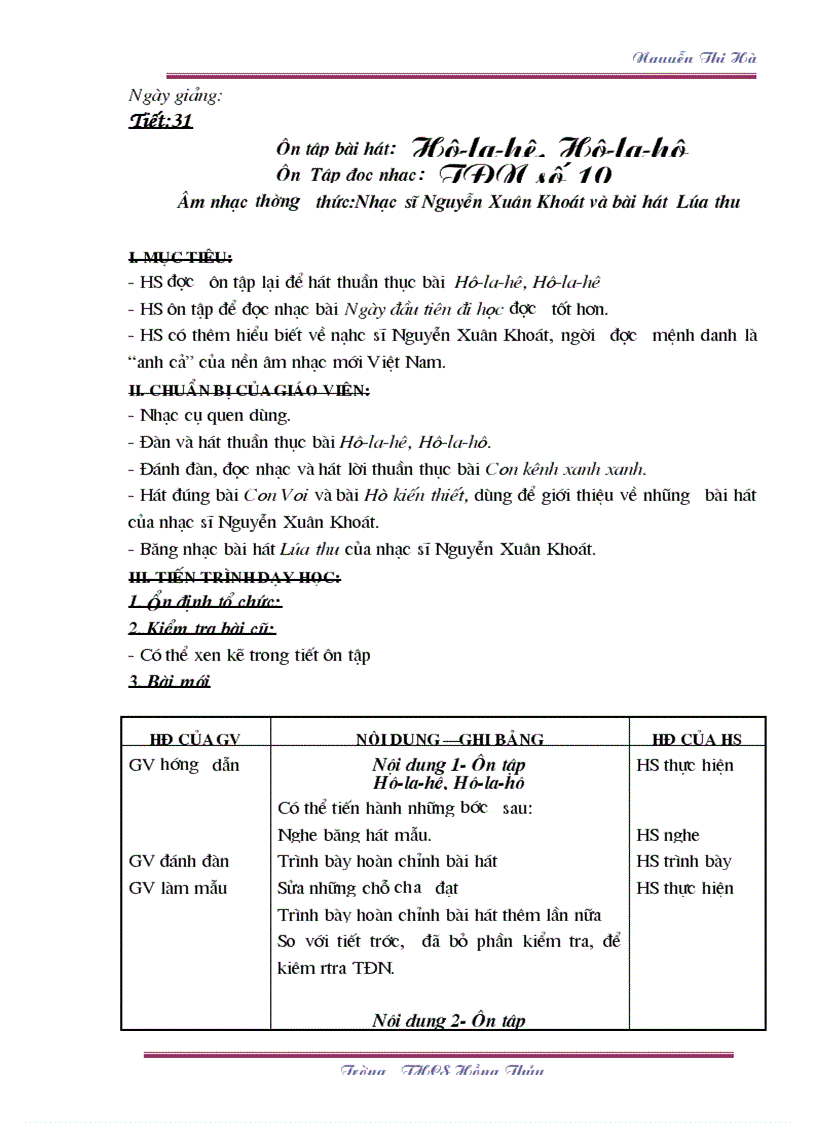 image for page Giáo án Âm nhạc 6 TK