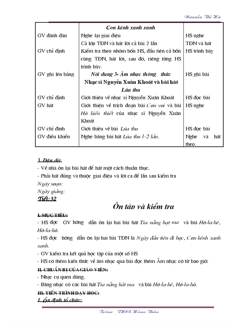 image for page Giáo án Âm nhạc 6 TK
