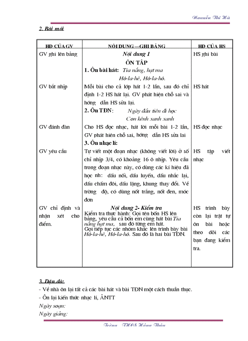 image for page Giáo án Âm nhạc 6 TK
