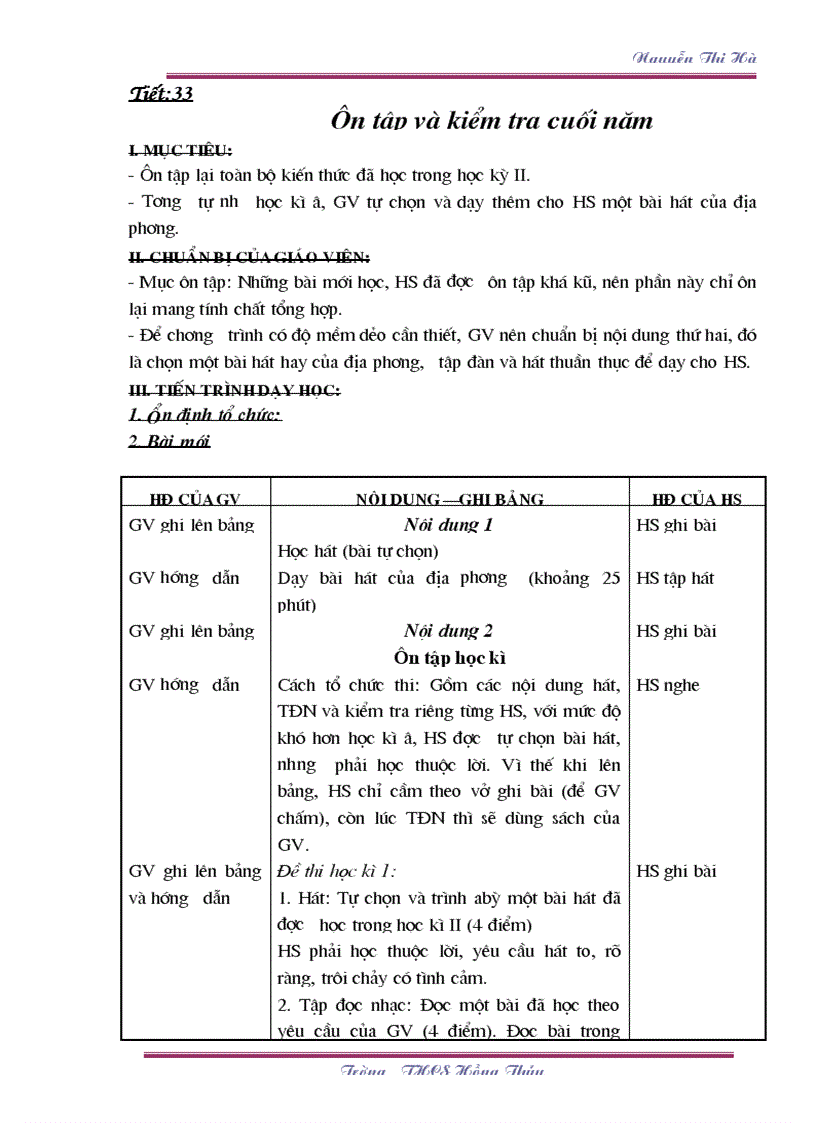 image for page Giáo án Âm nhạc 6 TK