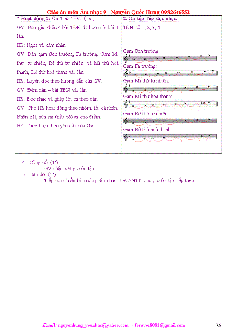 image for page Giáo án Âm nhạc 9 Hưng