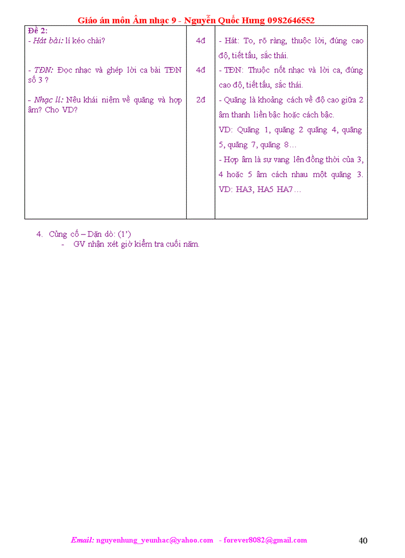 image for page Giáo án Âm nhạc 9 Hưng