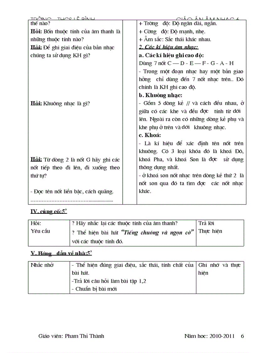 image for page Giáo án âm nhạc hay