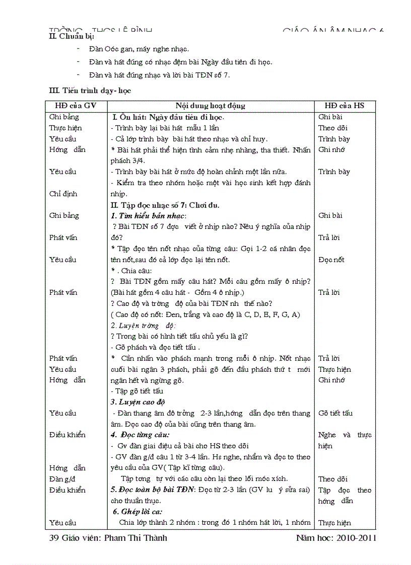 image for page Giáo án âm nhạc hay