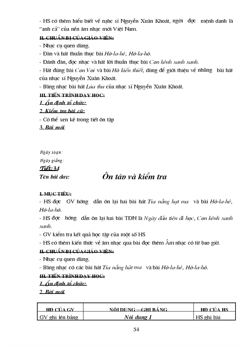 image for page Giáo án âm nhạc lớp 6 chuẩn