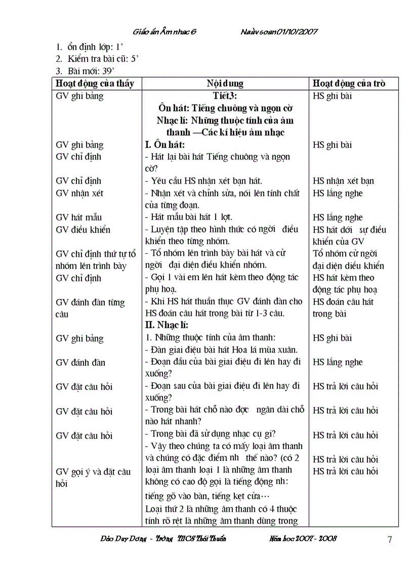 image for page Giáo án âm nhạc lớp 6 hki