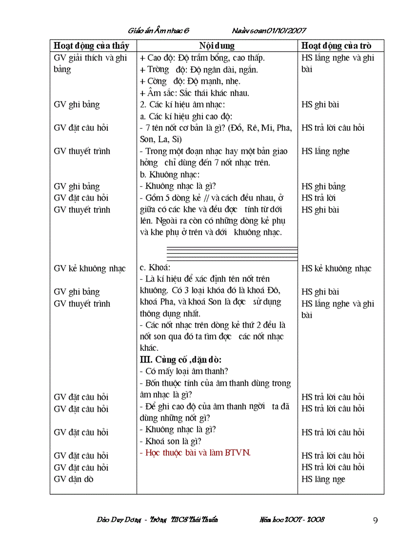 image for page Giáo án âm nhạc lớp 6 hki