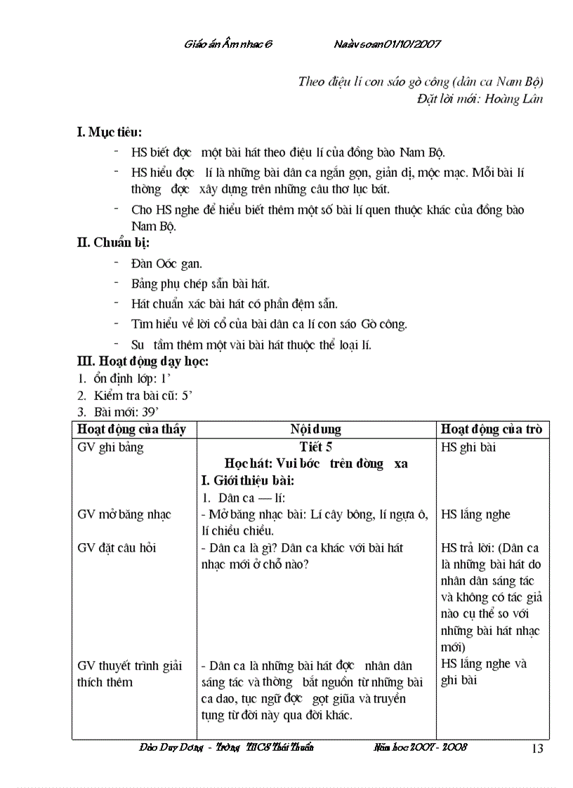 image for page Giáo án âm nhạc lớp 6 hki