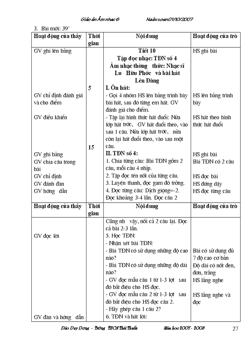 image for page Giáo án âm nhạc lớp 6 hki