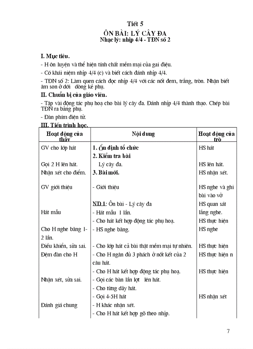 image for page Giáo án âm nhạc lớp 7