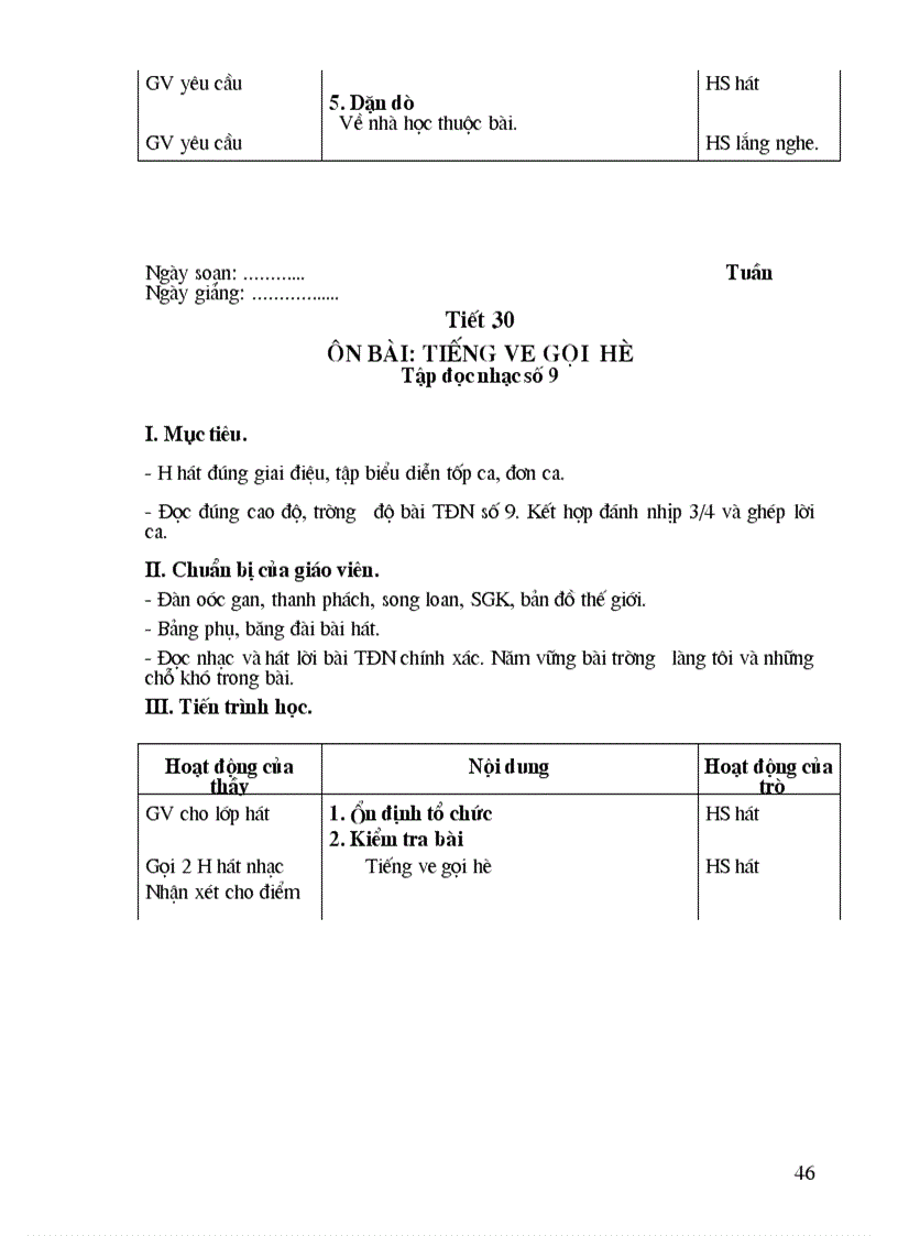 image for page Giáo án âm nhạc lớp 7