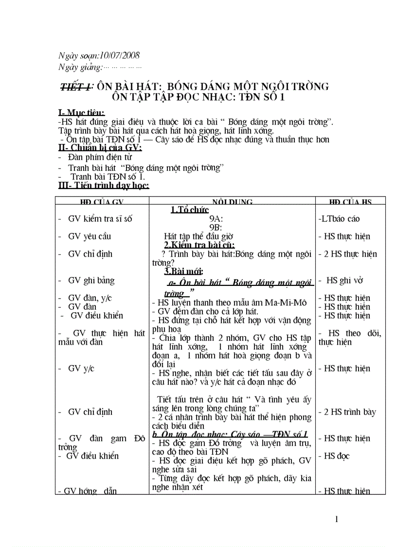 image for page Giáo án âm nhạc lớp 9 chuẩn