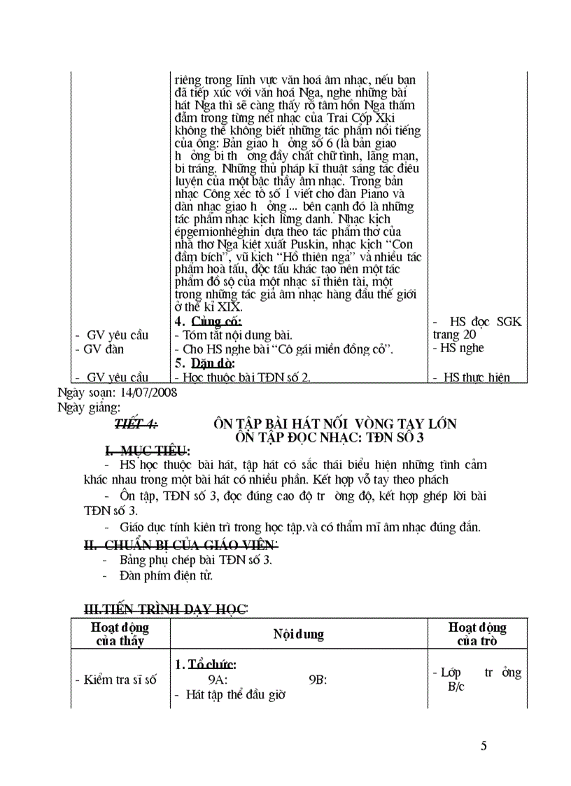 image for page Giáo án âm nhạc lớp 9 chuẩn