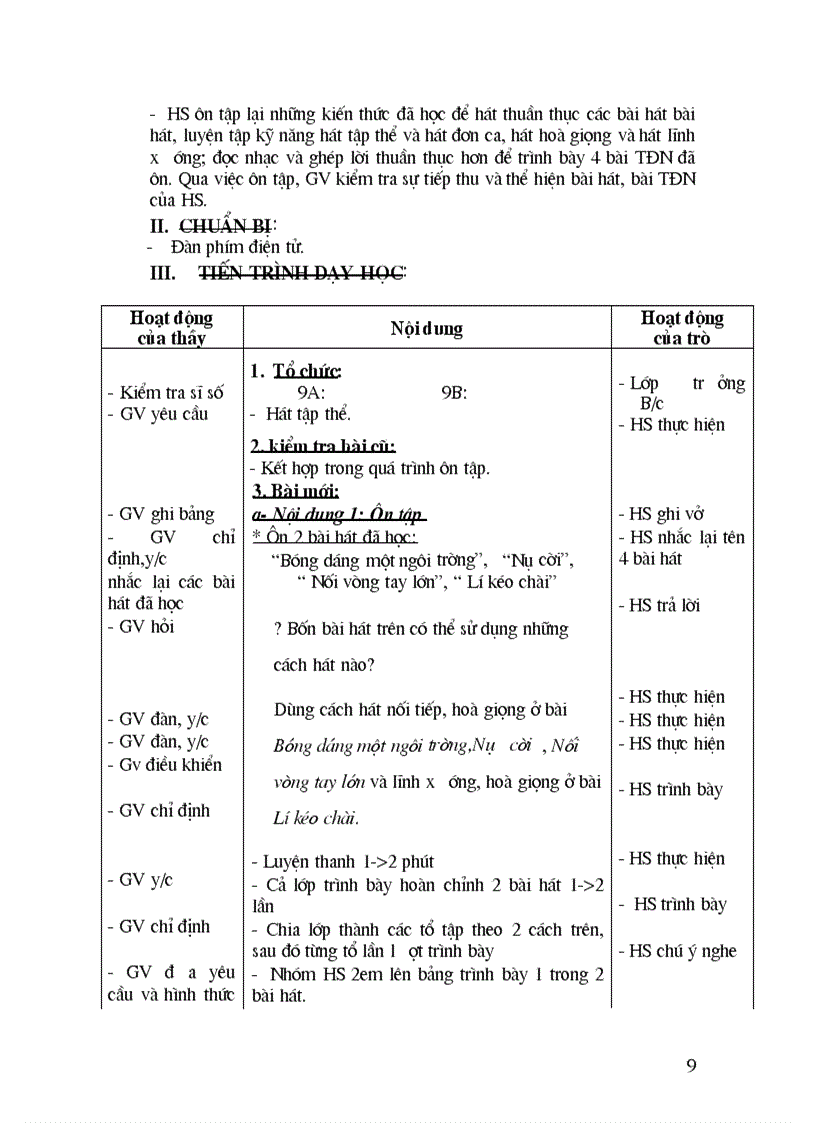 image for page Giáo án âm nhạc lớp 9 chuẩn