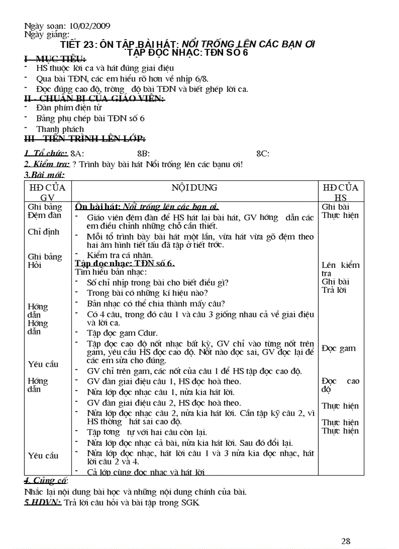 image for page Giáo án âm nhạc lớp8 chuẩn