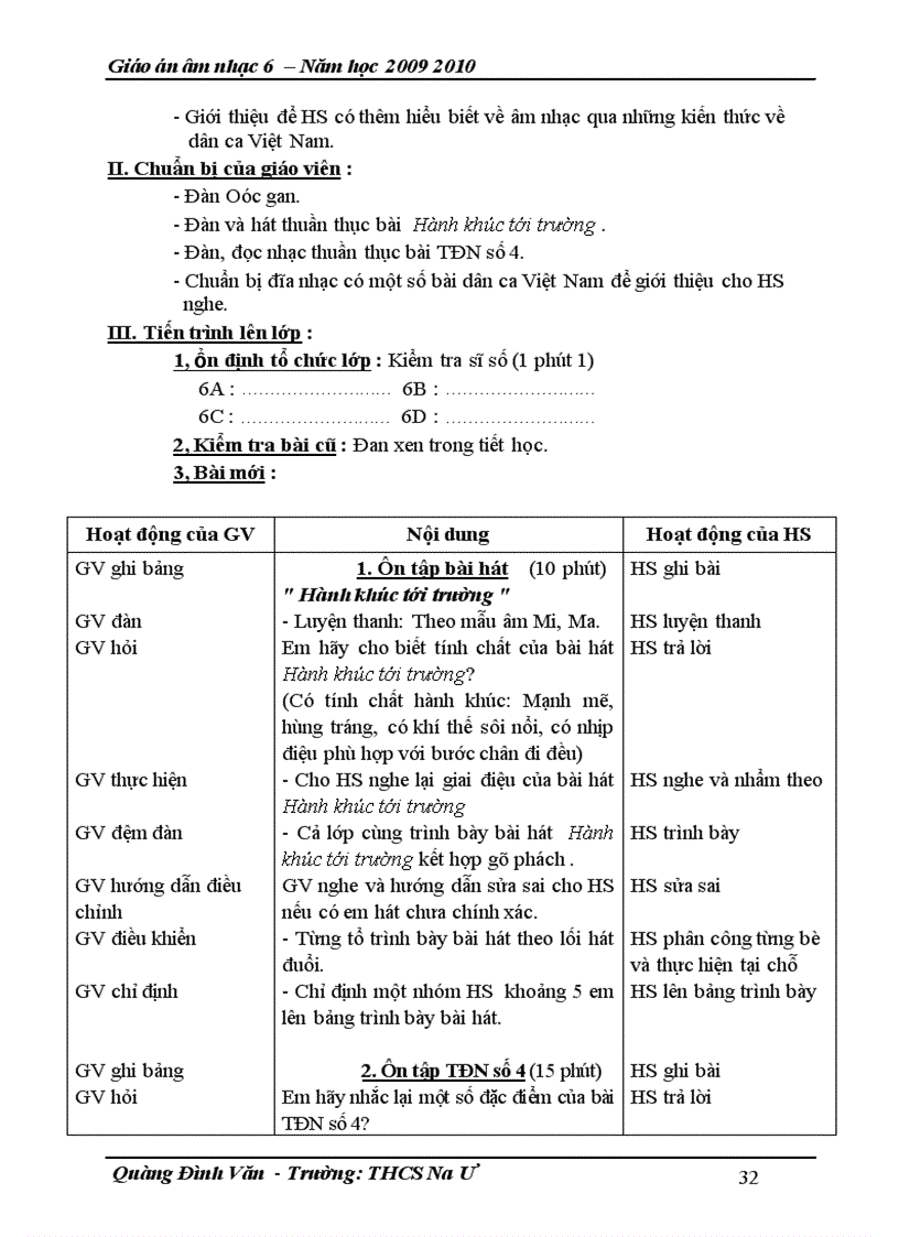 image for page Giáo án âm nhạc 6 cả năm 1