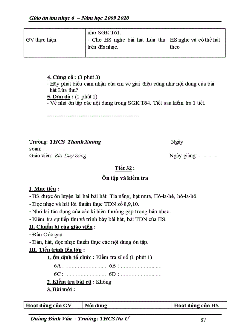 image for page Giáo án âm nhạc 6 cả năm 1