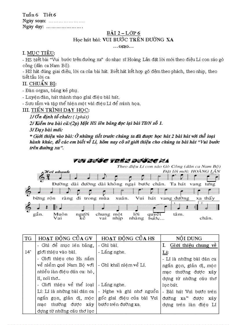 image for page Nhạc lớp 6 tiết 6