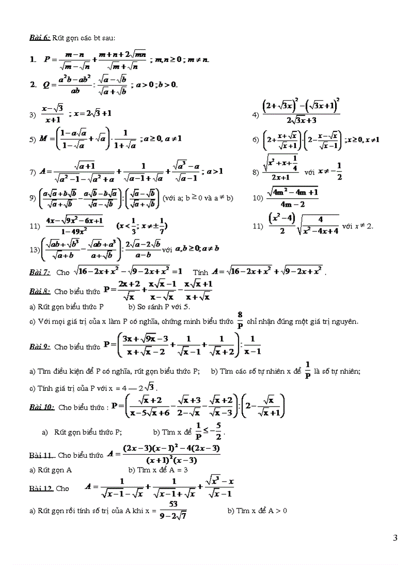 image for page Tài liệu ôn tập Toán 9 phần rút gọn