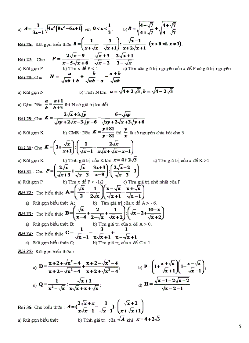 image for page Tài liệu ôn tập Toán 9 phần rút gọn