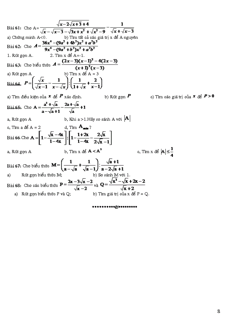 image for page Tài liệu ôn tập Toán 9 phần rút gọn