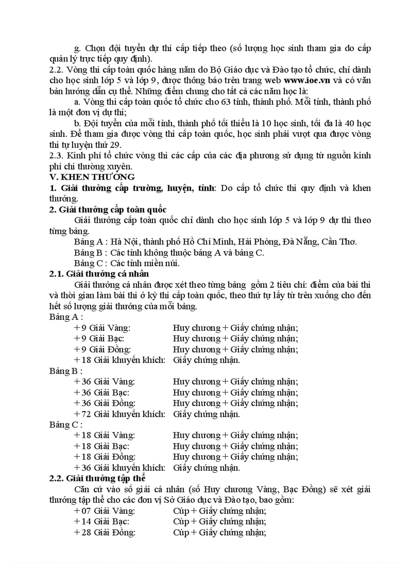 image for page Thể lệ cuộc thi Olympic Tiếng Anh trên Internet