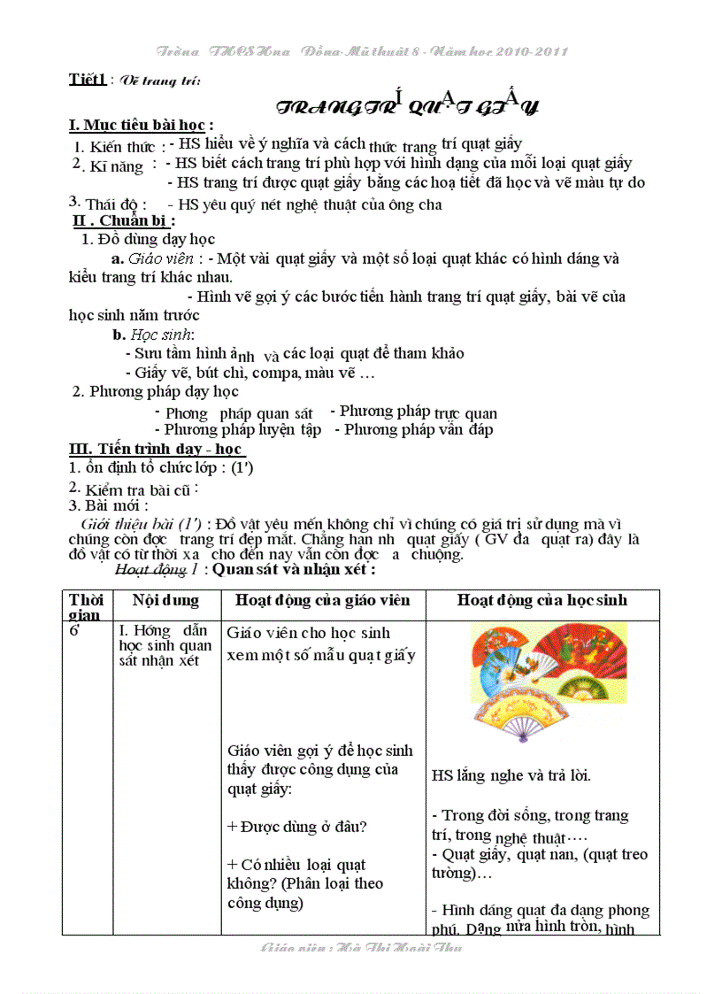 image for page Tiết 1 Trang trí quạt giấy Mỹ thuật 8