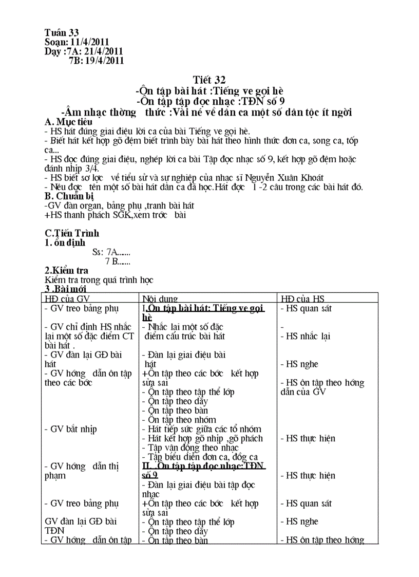 image for page Âm nhạc 7 Tiết 32 33 CKTKN