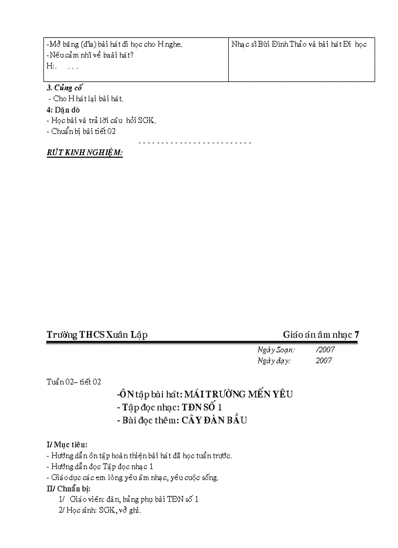 image for page Âm nhạc 7 từ tiết 1 đến tiết 29