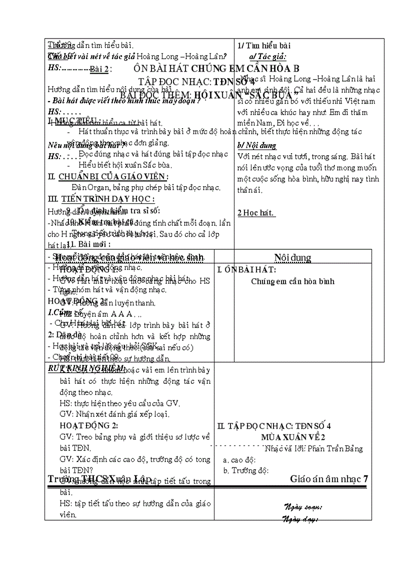 image for page Âm nhạc 7 từ tiết 1 đến tiết 29