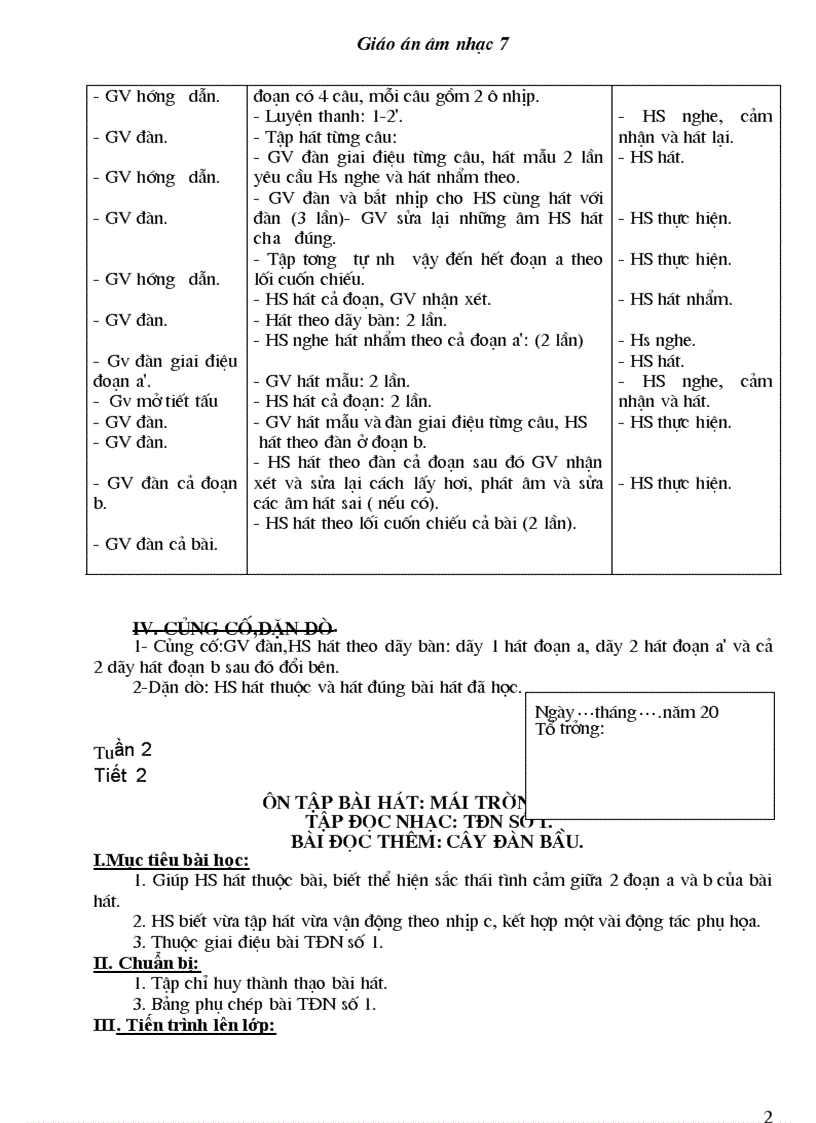 image for page Bộ giáo án âm nhạc lớp 7