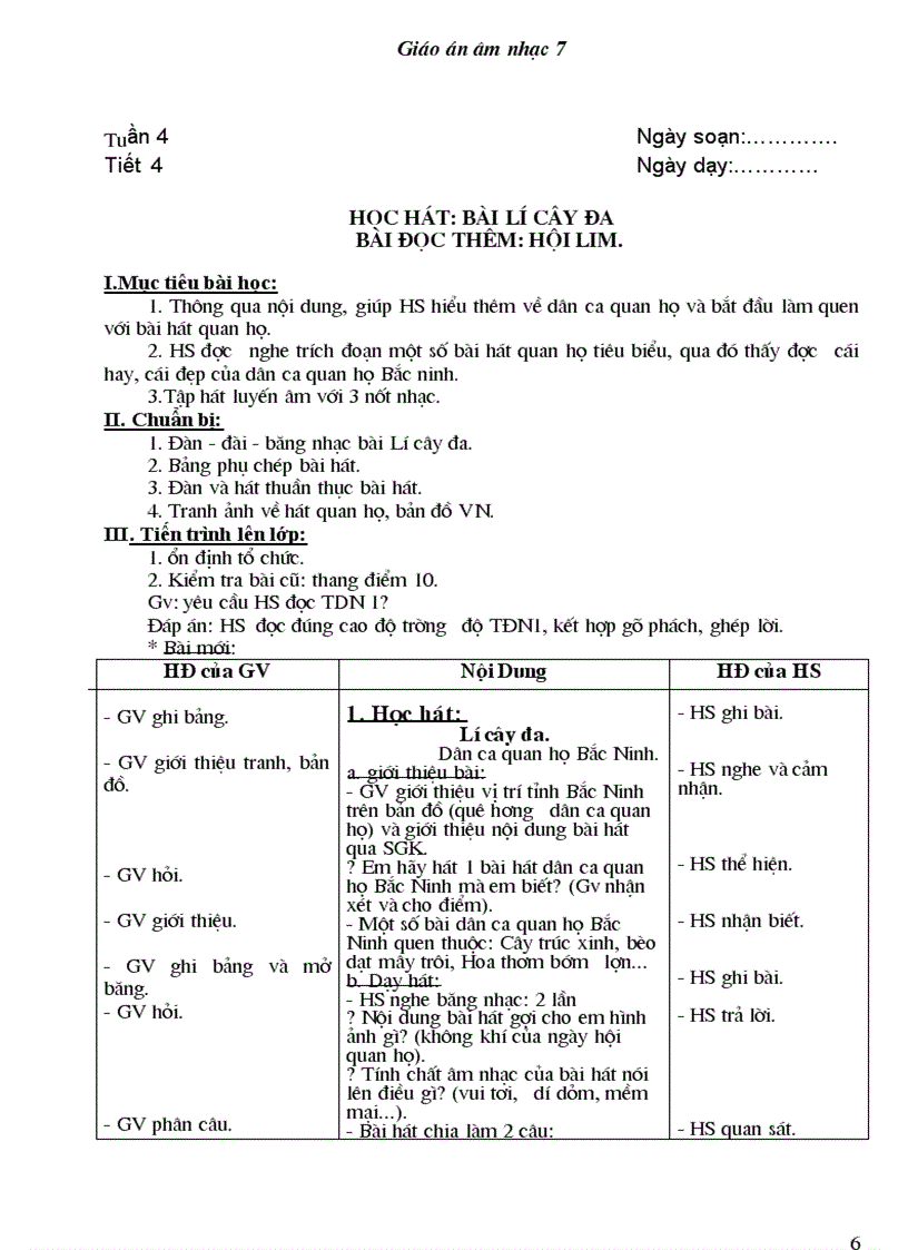 image for page Bộ giáo án âm nhạc lớp 7