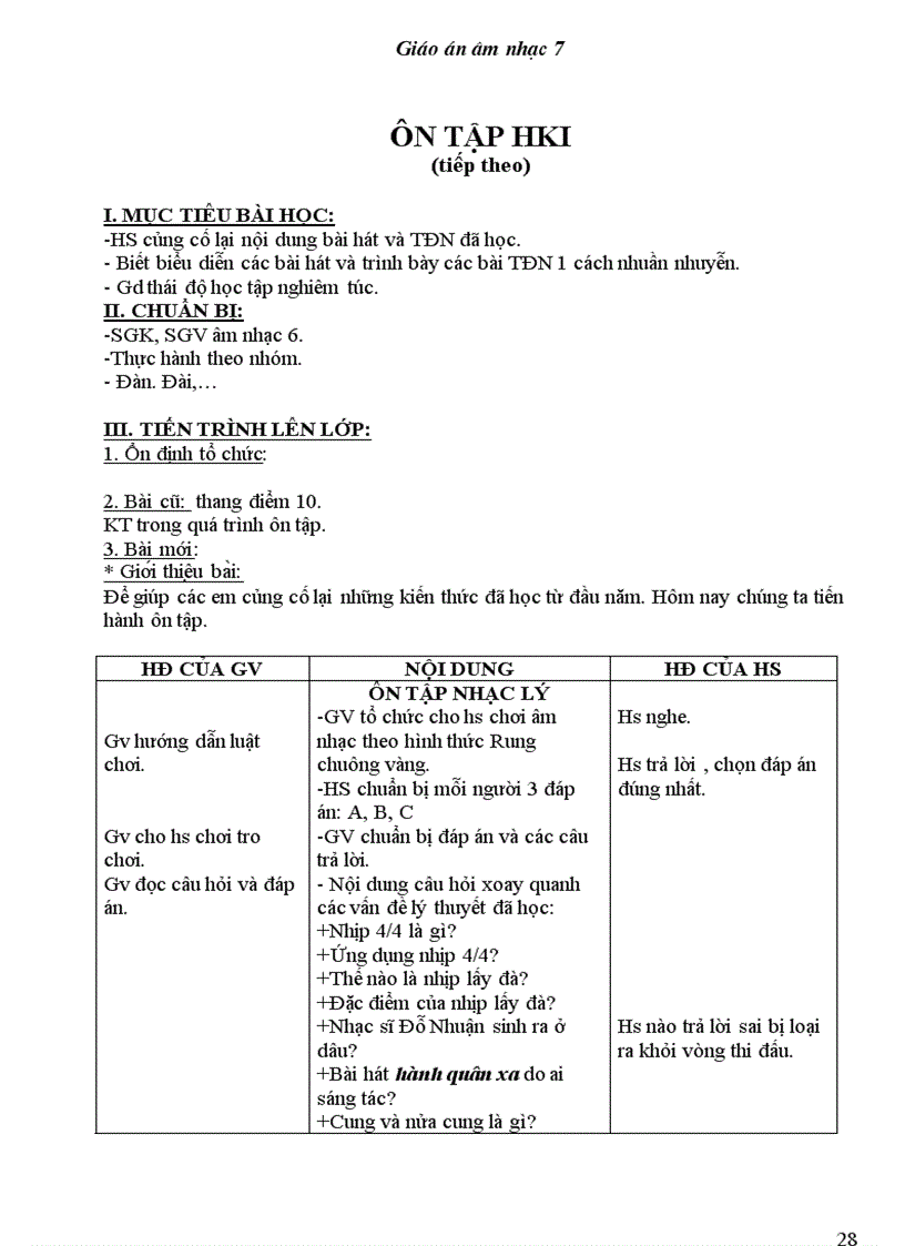 image for page Bộ giáo án âm nhạc lớp 7