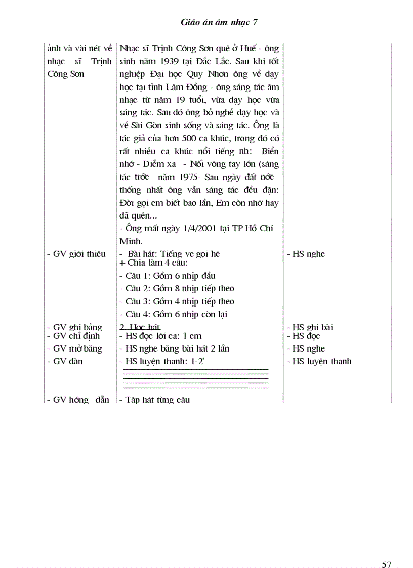 image for page Bộ giáo án âm nhạc lớp 7