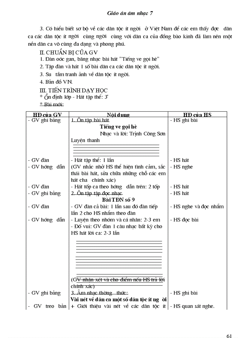 image for page Bộ giáo án âm nhạc lớp 7