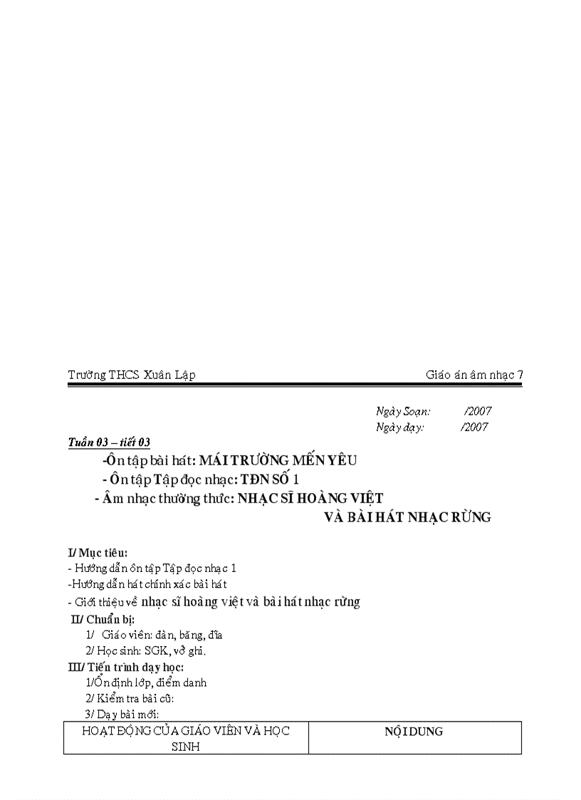 image for page Âm nhạc 7 từ tiết 1 đến tiết 29 1