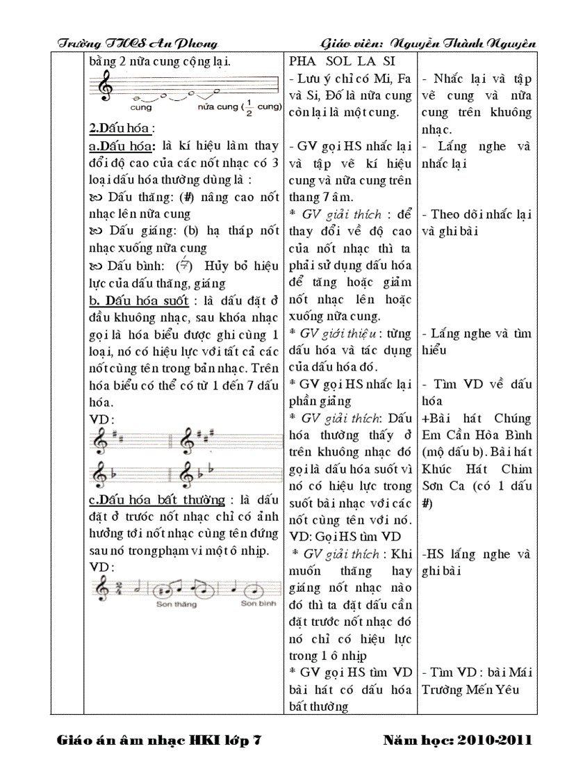 image for page Giáo án âm nhạc 4 cột HKI lớp 7 2010