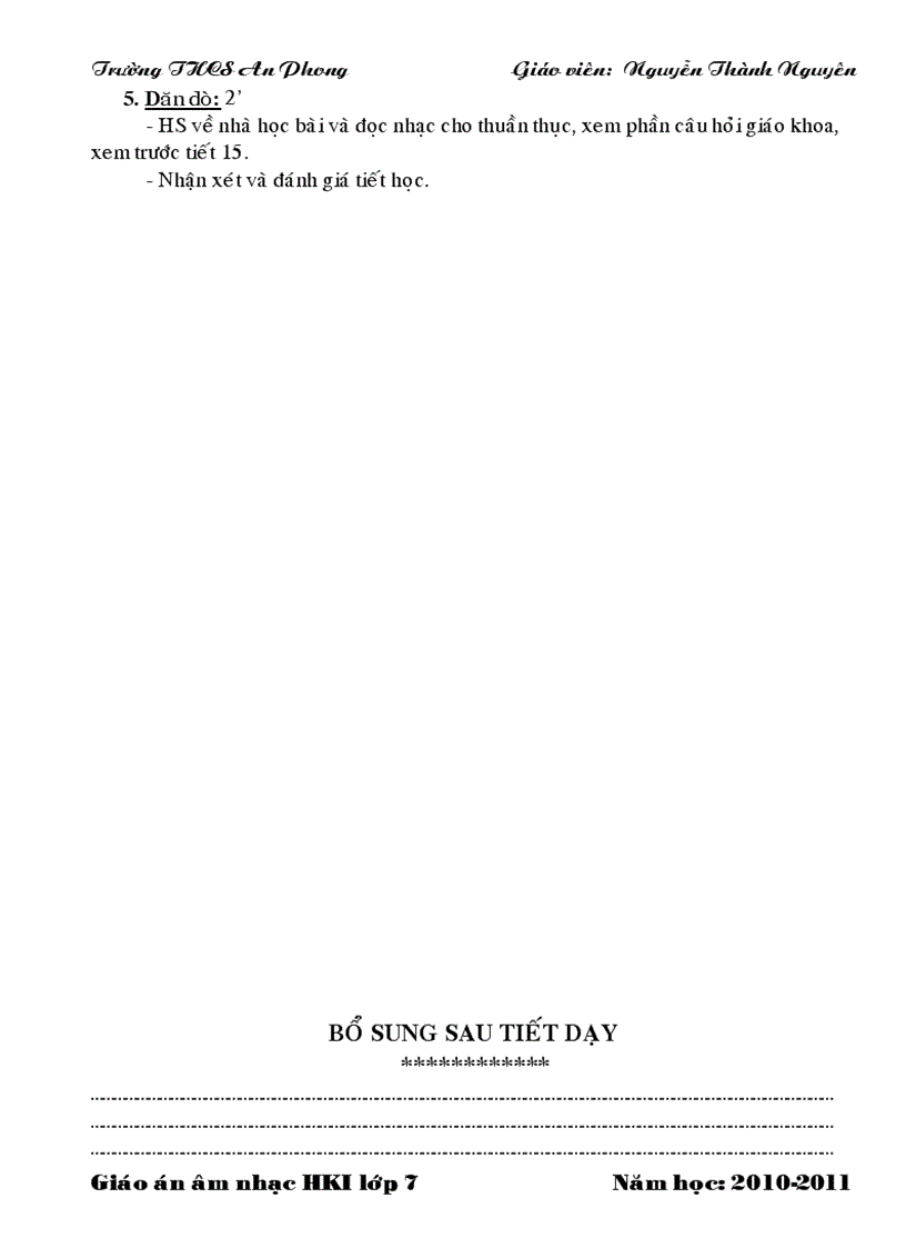 image for page Giáo án âm nhạc 4 cột HKI lớp 7 2010