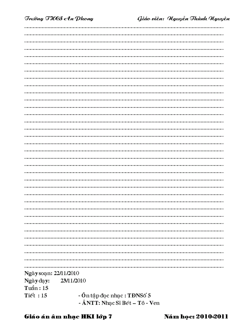 image for page Giáo án âm nhạc 4 cột HKI lớp 7 2010