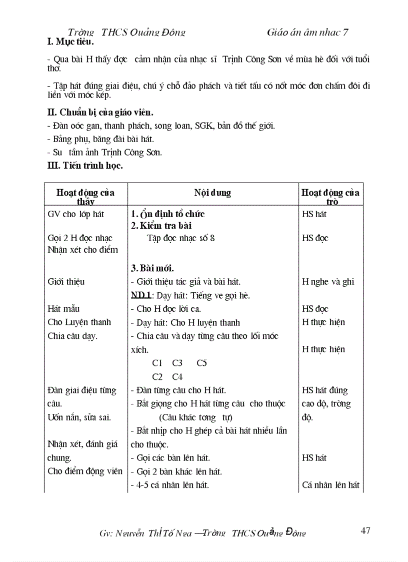 image for page Giao an Am nhac 7 Ca nam 1