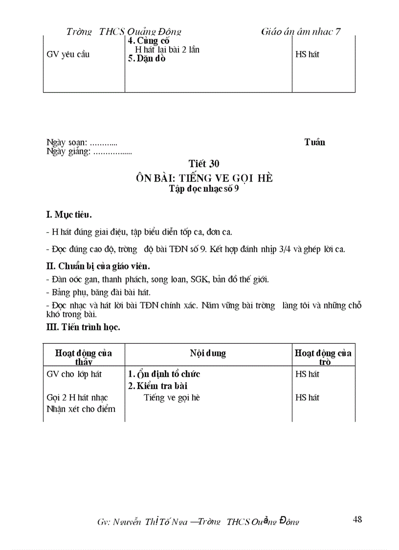 image for page Giao an Am nhac 7 Ca nam 1